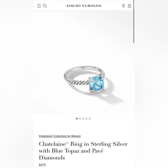 Davis Yurman Chateline Ring in Sterling Silver with Blue Topaz and Pave Diamonds